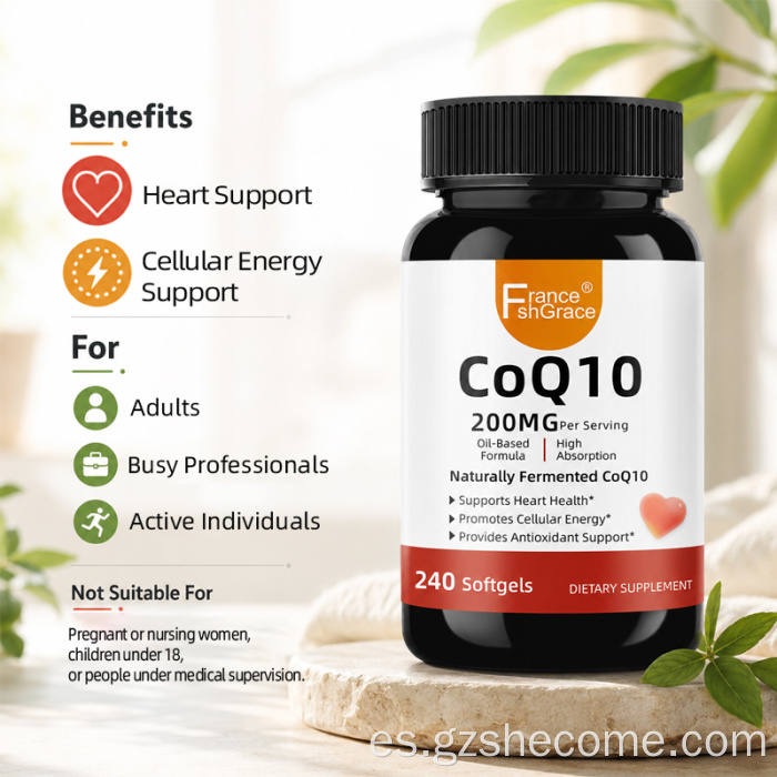Shecome CoQ10 Softgels Salud del corazón Apoyo energético celular